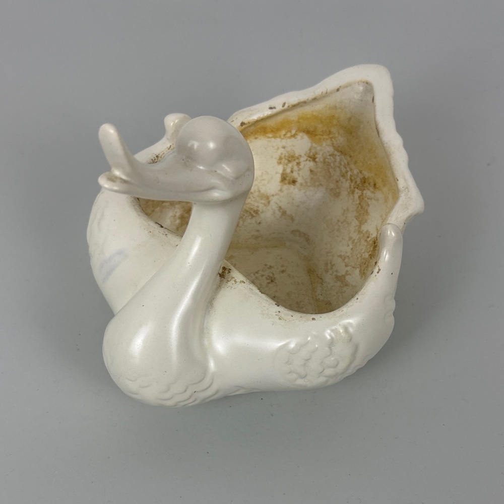 Elegant White Ceramic Duck Planter